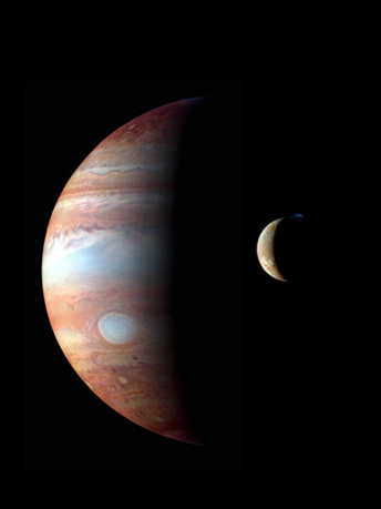 Montage photo de Jupiter et de son satellite Io