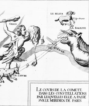 Le cours de la comète de la fin de l'année 1664 et début de l'année 1665 dans les constellations par lesquelles elle est passé sur le méridien de Paris, par le Père Jacques Grandamy