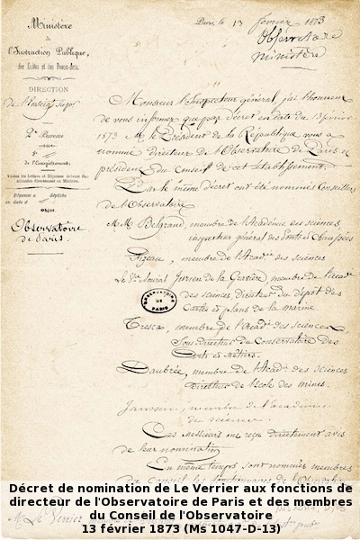 Décret de nomination 1873